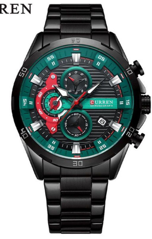 Curren Black Green Two Tone Stainless